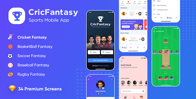 Gig Preview - Build custom fantasy sports apps, tournament websites, sports platforms