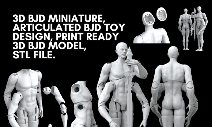 Gig Preview - Sculpt 3d bjd miniature, articulated 3d bjd toy, 3d bjd model, bjd stl file, bjd