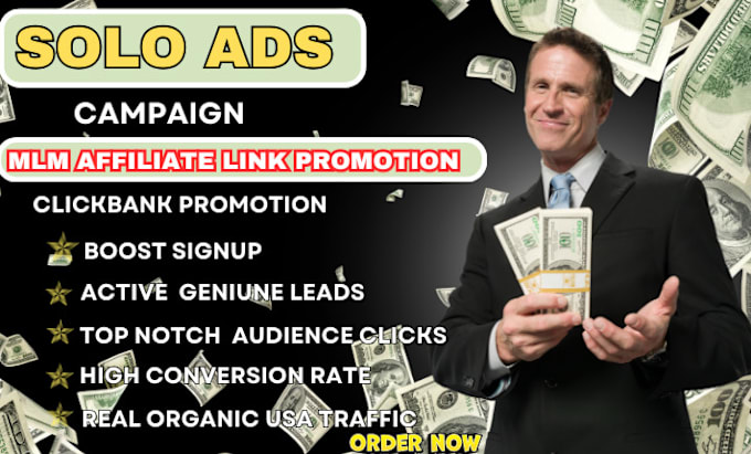 Gig Preview - Do solo ads promotion MLM leads affiliate link promotion clickbank leads