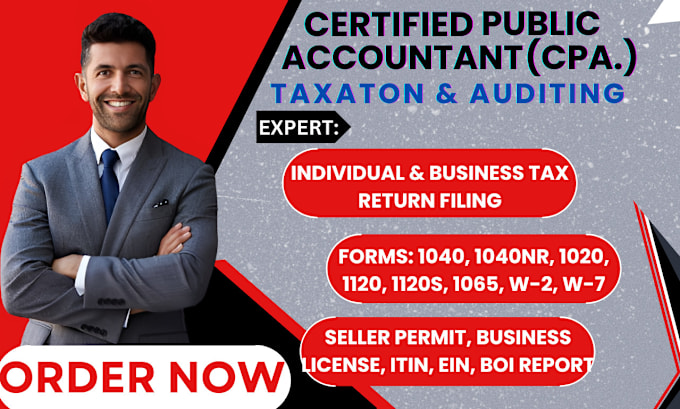 Gig Preview - File income tax return US tax return, individual and business 1040 1120 ein itin