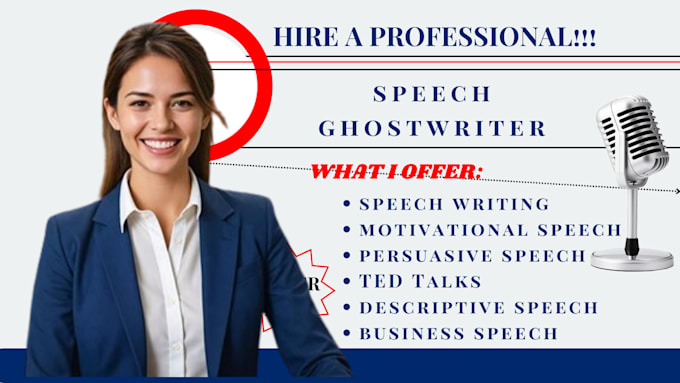 Gig Preview - Do speechwriting write informative, persuasive, descriptive, motivational speech