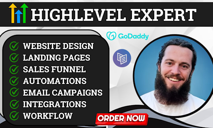 Gig Preview - Build godaddy gohighlevel website gohighlevel sales funnel carrd landing page