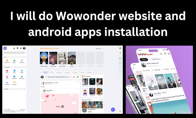 Gig Preview - Wowonder website and android apps installation