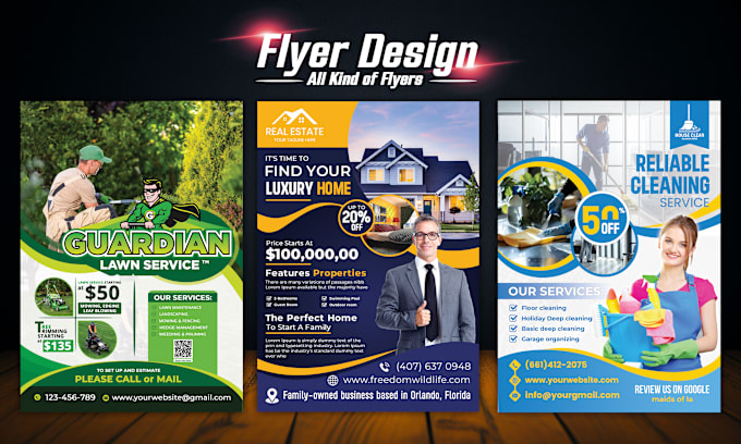 Gig Preview - Design urgent flyer, postcard, door hanger for real estate, cleaning, lawn care