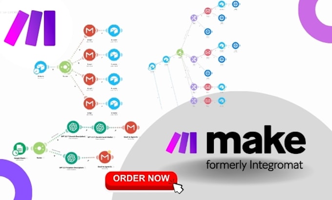 Gig Preview - Develop scenario on make com, workflow scenario, database webhook, integromat