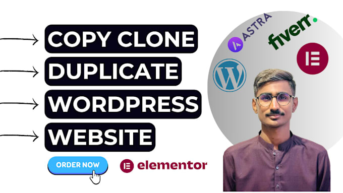 Gig Preview - Clone copy or duplicate website into wordpress