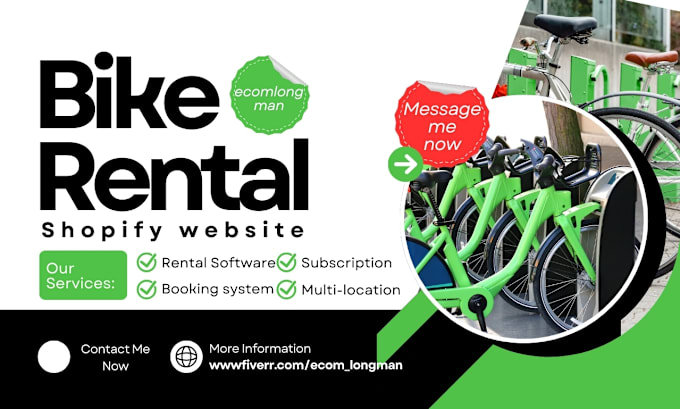 Gig Preview - Bicycle bike rental scooter rental kayak rental subscription store website