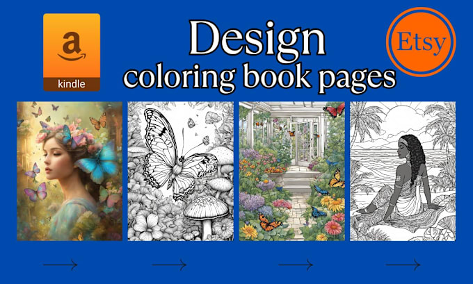 Gig Preview - Create coloring book pages and book cover for amazon KDP or etsy