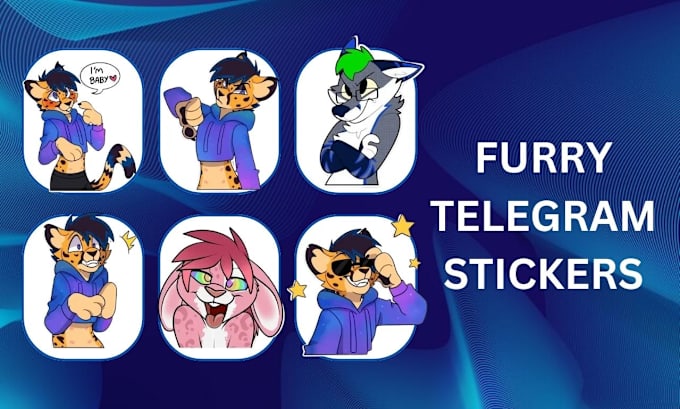 Gig Preview - Draw nice furry telegram stickers furry animated stickers gif animation