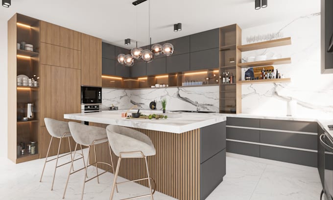 Gig Preview - Create a functional and stylish 3d kitchen design