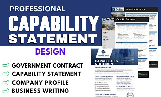 Gig Preview - Design government capability statement, qr code, business card design