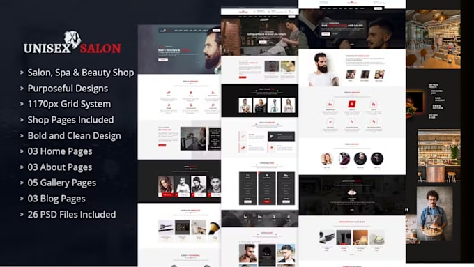 Bestseller - design, redesign barbershop website, beauty salon, website, hair extension spa