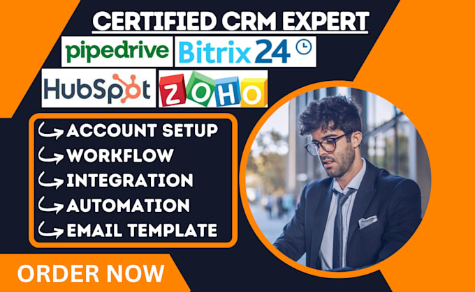 Gig Preview - Setup hubspot zoho crm automation  workflows zapier pipedrive crm bitrix24