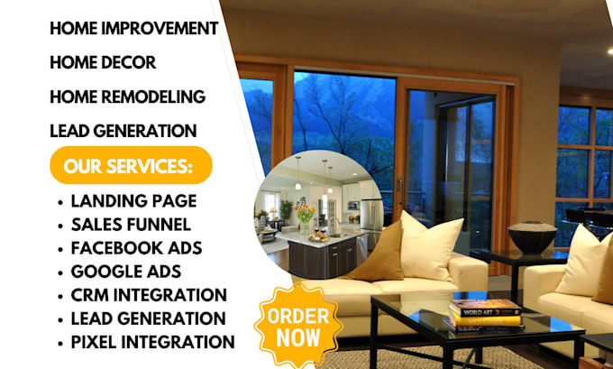 Gig Preview - Generate home improvement leads home decor interior home remodeling landing page