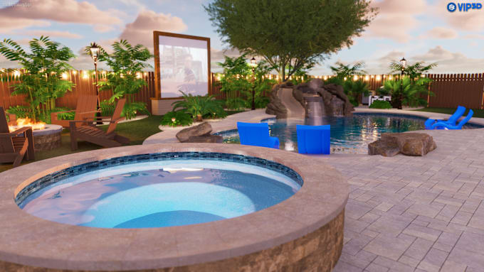 Gig Preview - Design a luxurious custom freeform pool with 3d visuals