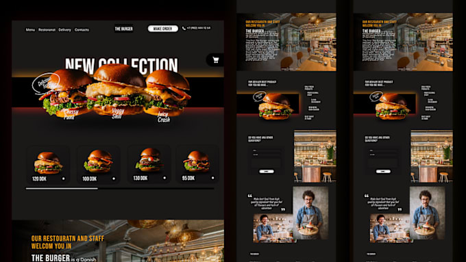 Gig Preview - Create bakery website, pizza, burger restaurant website fast food delivery site