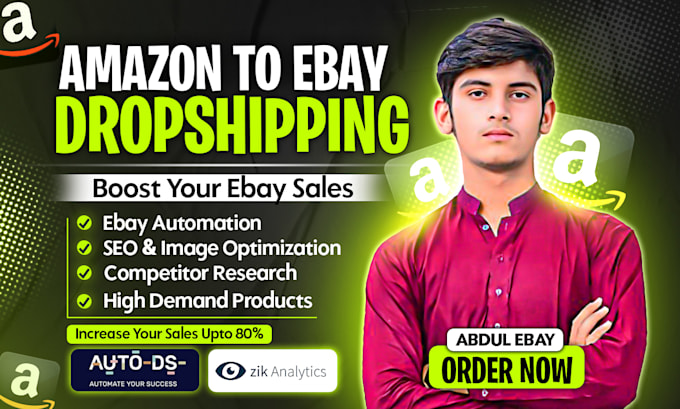 Gig Preview - Do amazon to ebay dropshipping top listings