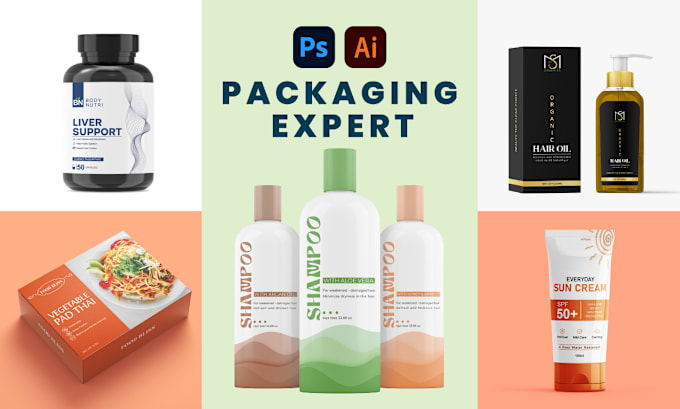 Gig Preview - Design professional label, jar, box, pouch, serum packaging