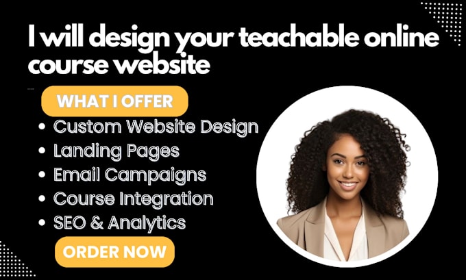 Gig Preview - Create and design your teachable online course website, course customization