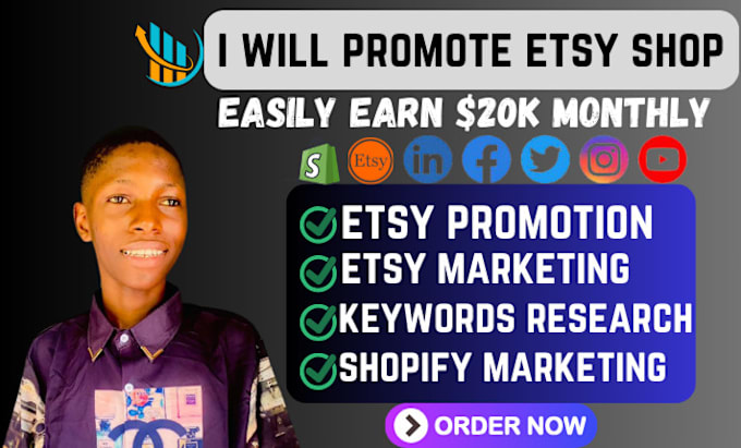 Gig Preview - Etsy shop promotion, shopify marketing, etsy seo, etsy marketing, etsy traffic