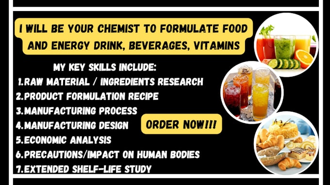 Gig Preview - Be your chemist to formulate food and energy drink, beverages, vitamins, herbal