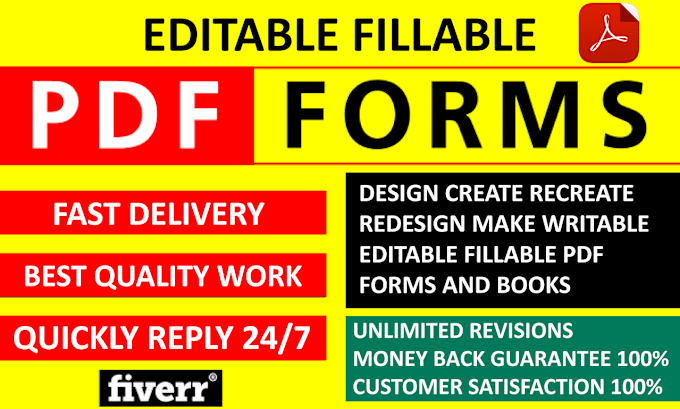 Gig Preview - Design create recreate redesign make editable fillable pdf forms, books