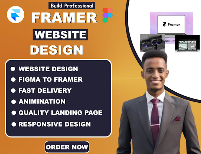 Gig Preview - Build a professional framer website webflow landing page figma to framer design