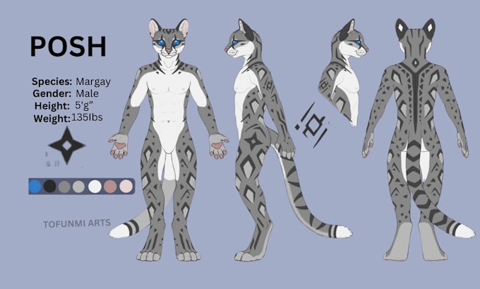 Gig Preview - Create custom furry reference sheet, fursona refsheet, reference sheet character