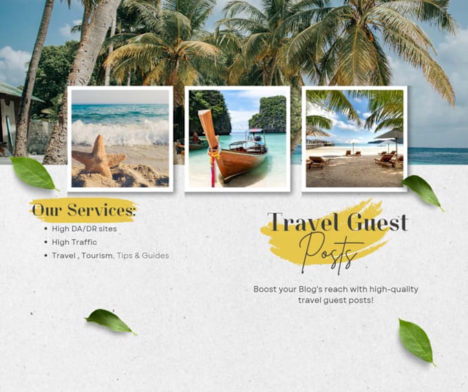 Gig Preview - Publish travel guest post on high da sites