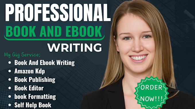 Gig Preview - Be your book and ebook writer, book writer, amazon  kdp, book editor, self help