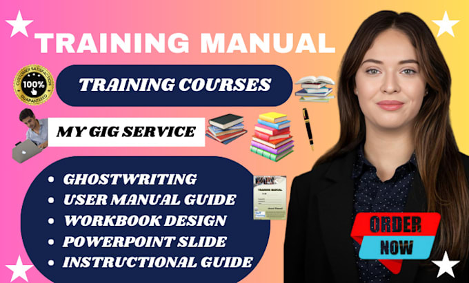 Gig Preview - Create training manual course creation instructional manual workbook user guide