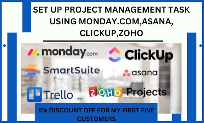 Gig Preview - Set up project management tasks using CRM, monday com, asana, clickup, zoho