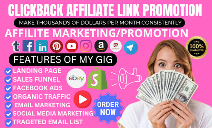 Gig Preview - Clickbank affiliate link promotion affiliate referral link promotion