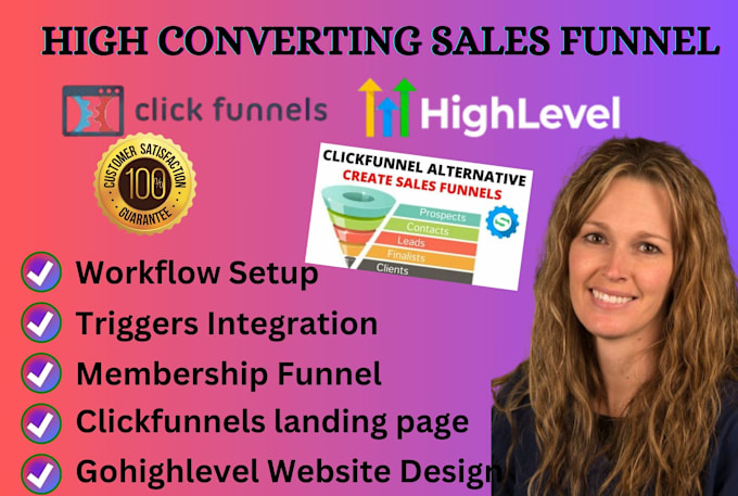 Gig Preview - Design sales funnels, landing pages in gohighlevel and clickfunnels systeme io