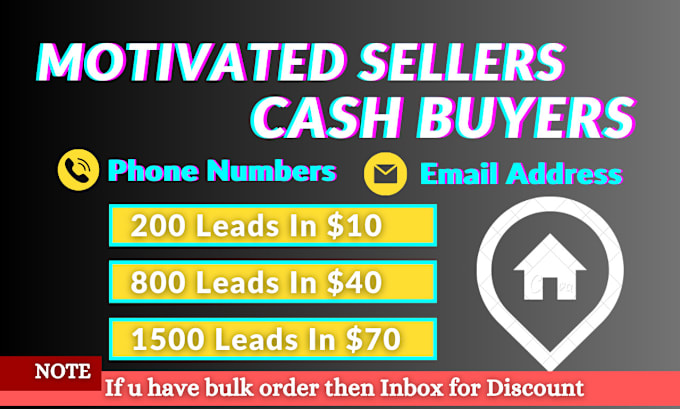 Gig Preview - Provide real estate motivated seller and cash buyer leads with skip tracing