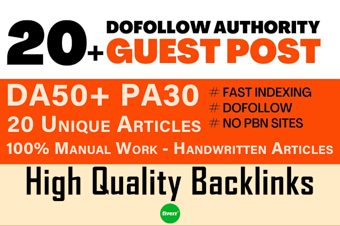 Gig Preview - Write published high authority guest posts da50 dofollow backlinks