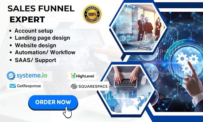 Bestseller - be your go high level systemeio squarespace expert for  website and sales funnel