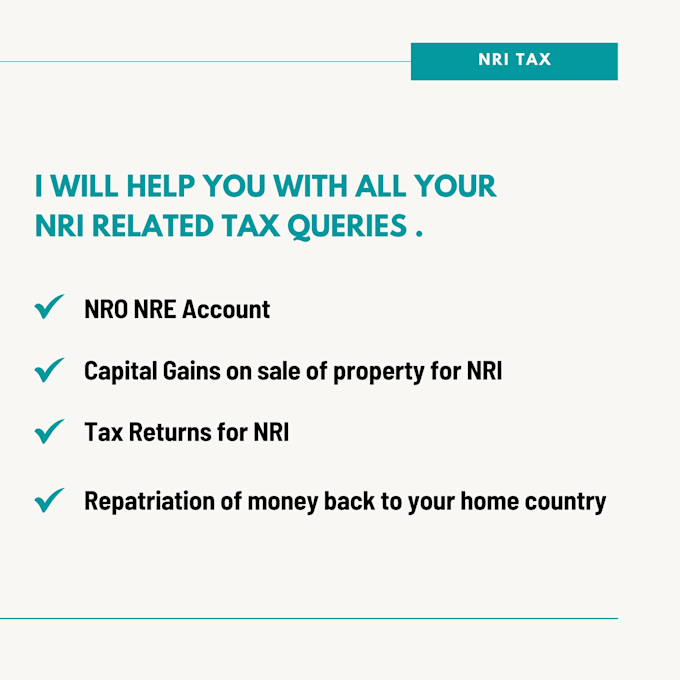 Gig Preview - Help you with all your nri related tax queries