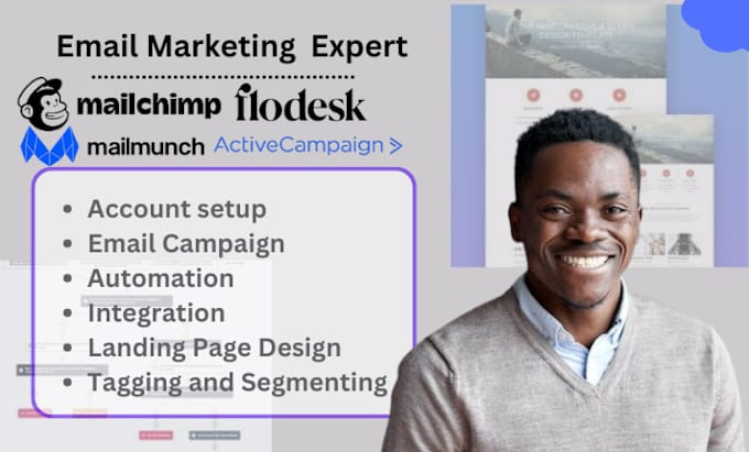 Gig Preview - Setup mailchimp flodesk activecampaign and mailmunch for email marketing