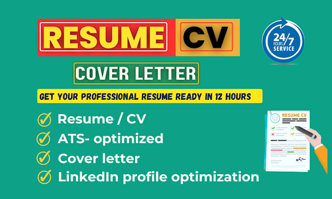 Gig Preview - Write an ats friendly resume, CV, cover letter and linkedin