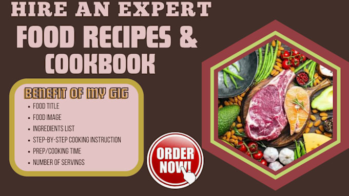 Bestseller - write recipes for cookbook, ebook, recipe book, food blog, and meal plan