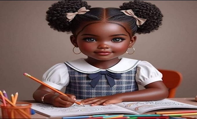 Gig Preview - Design 3d african american children illustration, 3d children book illustration