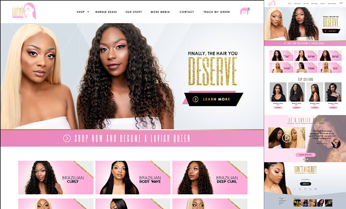 Gig Preview - Hair extension shopify store hair extension store with wigme flow premium theme