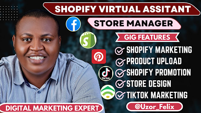 Gig Preview - Shopify virtual assistant project manager shopify website sales marketing expert