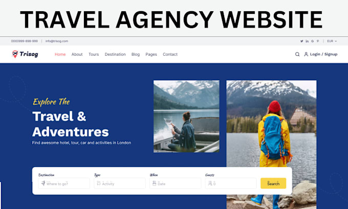 Gig Preview - Travel agency website travel website travel tour website travel agency website