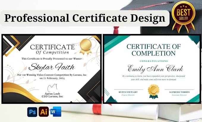 Gig Preview - Design professional diploma award custom certificate in 24h