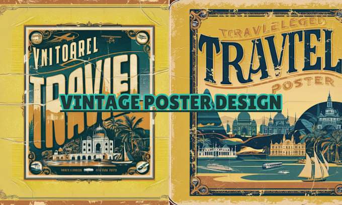 Gig Preview - Vintage poster retro vintage flyer travel poster art deco vintage style poster