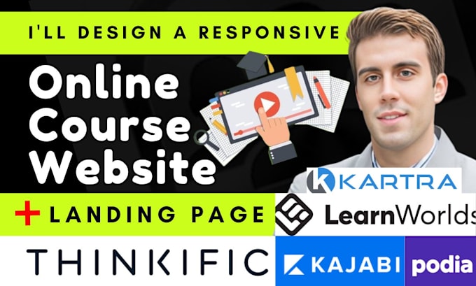 Gig Preview - Build high converting online course website on thinkific, kajabi, teachable