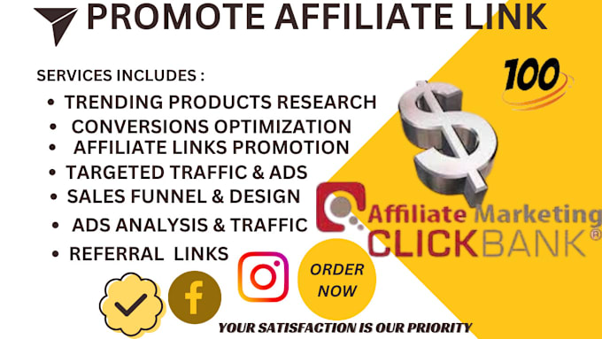 Gig Preview - Clickbank affiliate link promotion, affiliate marketing CPA offer link