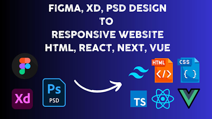 Gig Preview - Convert figma to HTML, PSD to react, tailwind css